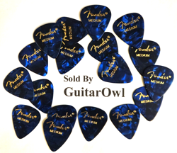 FENDER MEDIUM GUITAR PICKS BLUE MOTO 351 CELLULOID 18 PICKS MADE IN USA