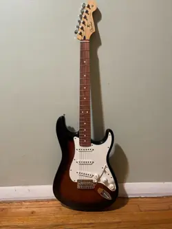 NEW, OPEN BOX, FENDER PLAYER STRATOCASTER, 70TH ANNIVERSARY 2-COLOR SUNBURST 202