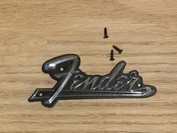 GENUINE FENDER AMPLIFIER PARTS - BLACKFACE PLASTIC AMP LOGO PLATE WITH SCREWS