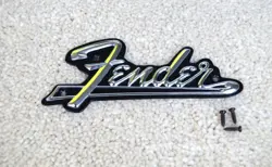 GENUINE FENDER AMPLIFIER PARTS - BLACKFACE METAL AMP LOGO PLATE WITH SCREWS