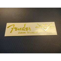 2PCS FENDER TELE CUSTOM SHOP GUITAR HEADSTOCK SELF-ADHESIVE METAL STICKER GOLDEN