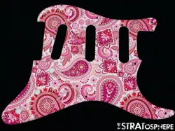 * NEW STRATOCASTER PICKGUARD FOR FENDER VINTAGE STRAT 8 HOLE PINK PAISLEY PRINT