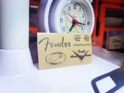 2PCS FENDER STRATOCASTER GUITAR HEADSTOCK SELF-ADHESIVE METAL STICKERS SILVER