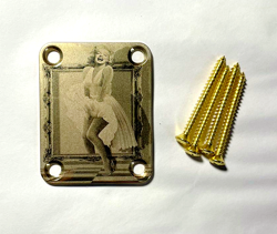 CUSTOM ENGRAVED ETCHED GUITAR NECK PLATE & SCREW 4 BOLT GOLD FOR FENDER BASS F