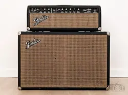 1965 FENDER TREMOLUX BLACK PANEL PIGGYBACK VINTAGE TUBE AMP HEAD & 2X10 CAB