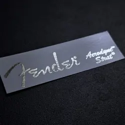 STRATOCASTER AERODYNE HEADSTOCK DECAL WATERSLIDE SOLID SILVER FENDER STYLE NEW
