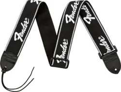 FENDER RUNNING LOGO STRAP BLACK/WHITE LOGO 0990671000