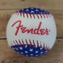 PATRIOTIC FENDER GUITAR RED WHITE BLUE FENDER BASEBALL STARS STRIPES