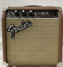 FENDER SA-10 ACOUSTIC GUITAR MINI AMPLIFIER AMP RETRO TESTED WORKS BROWN