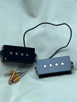 PRECISION P BASS REISSUE? PICKUP BLACK 2 PIECES CLOTH LEADS FITS FENDER W/SCREWS