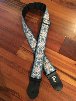 PERRI'S SELENA BLUE MANDELA FIGURED CLOTH GUITAR STRAP FENDER STRAT TELECASTER