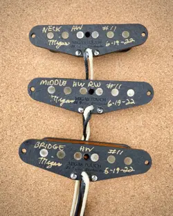 VINTAGE '54 FENDER STRATOCASTER HAND WOUND PICKUP SET BY MIGAS TOUCH LEFT HAND