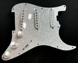 WHITE PEARL LOADED PICKGUARD FOR FENDER STRAT, 11 HOLE S/S/S #2