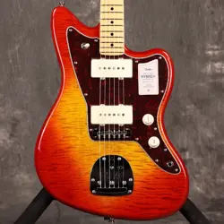 FENDER 2024 COLLECTION HYBRID II JAZZMASTER FLAME SUNSET ORANGE