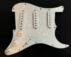 WHITE PEARL LOADED PICKGUARD FOR FENDER STRAT, 11 HOLE S/S/S #3
