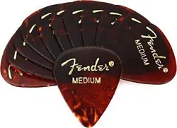 FENDER CLASSIC CELLULOID GUITAR PICKS 351 SHAPE, TORTOISE SHELL, MEDIUM, 12-PACK