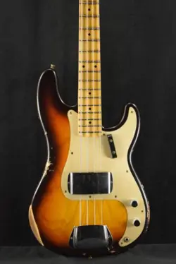 FENDER 1958 PRECISION BASS RELIC SUPER FADED AGED CHOCOLATE 3-COLOR SUNBURST