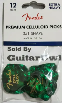FENDER EXTRA HEAVY GUITAR PICKS 351 GREEN MOTO 12 PICKS MADE IN THE USA