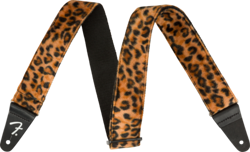 FENDER 2-INCH WIDE GUITAR STRAP, FAUX FUR FABRIC ADJUSTABLE GUITAR STRAP LEOPARD