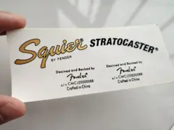 2PCS FENDER SQUIER STRATOCASTER GUITAR WATERSLIDE TRANSFER HEADSTOCK DECALS GOLD