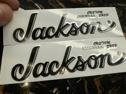 2PCS FENDER JACKSON CUSTOM SHOP GUITAR VINYL UV TRANSFER HEADSTOCK DECAL STICKER
