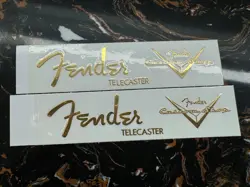 2PCS FENDER TELECASTER CUSTOM SHOP GUITAR HEADSTOCK SELF-ADHESIVE METAL STICKERS
