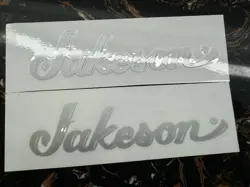 2PCS FENDER JACKSON GUITAR BASS NECK HEADSTOCK VINYL UV STICKERS DECALS SILVER