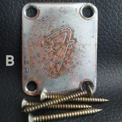 FENDER VINTAGE F NECK PLATE 0991448100 STRATOCASTER TELECASTER *AGED   (B)