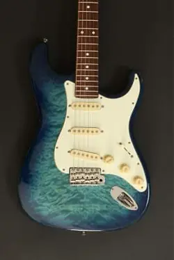 FENDER JAPAN ELECTRIC GUITAR HYBRID QUILT STRATOCASTER BLUE  USED WITH GIGBAG