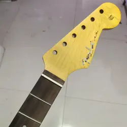 YELLOW VINTAGE 21 FRET STRAT ELECTRIC GUITAR NECK MAPLE FOR DIY FENDER REPLACE