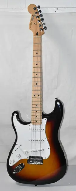 2008 FENDER STRATOCASTER SUNBURST LEFT HANDED ELECTRIC GUITAR - MADE IN MEXICO
