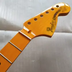 22 FRET STRAT ELECTRIC GUITAR NECK MAPLE FOR DIY FENDER REPLACE YELLOW GLOSS