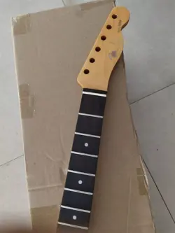 VINTAGE YELLOW 21 FRET TELE MAPLE GUITAR NECK PART FOR DIY FENDER REPLACEMENT