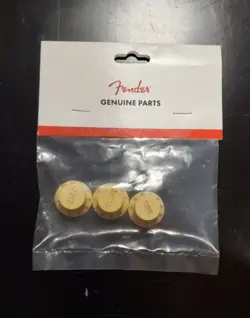 GENUINE FENDER STRATOCASTER AGED WHITE GUITAR KNOBS - 2 TONE, 1 VOLUME