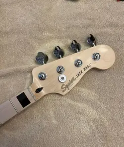 GENUINE FENDER SQUIER JAZZ BASS NECK-TUNERS-BLACK BLOCK VINYL DECALS