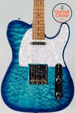 2021 FENDER JAPAN FSR 75TH ANNIVERSARY HYBRID II TELECASTER AQUAMARINE QUILT TOP