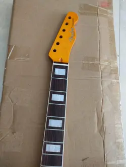 GLOSS YELLOW MAPLE 22FRETS 25.5INCH GUITAR NECK FOR DIY FENDER TELE REPLACEMENT.