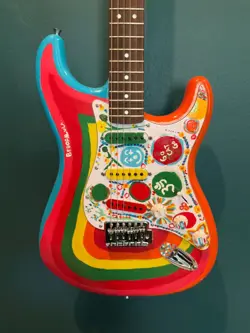 ROCKY FENDER SQUIER STRATOCASTER GEORGE HARRISON HAND-PAINTED, BEATLES GUITAR