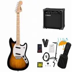 SQUIER BY FENDER SONIC MUSTANG MAPLE FB WH PG 2-COLOR SUNBURST YAMAHA GA15II AMP