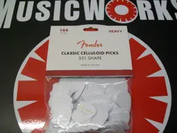 FENDER 351 CLASSIC CELLULOID GUITAR PICKS - WHITE - HEAVY - 144-PACK