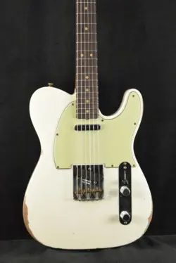 FENDER 1963 TELECASTER RELIC AGED OLYMPIC WHITE 3A ROSEWOOD FINGERBOARD
