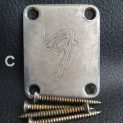 FENDER VINTAGE F NECK PLATE 0991448100 STRATOCASTER TELECASTER *AGED (C)