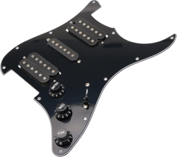 HSH LOADED PICKGUARD BLACK WIRED PLATE FOR FENDER STRAT GUITAR