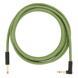 FENDER FESTIVAL HEMP INSTRUMENT CABLE 10' STRAIGT / ANGLE - GREEN