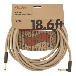 FENDER FESTIVAL HEMP INSTRUMENT CABLE 18.6' STRAIGHT / ANGLE - NATURAL