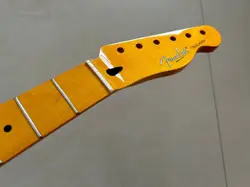 VINTAGE 21 FRET TELE GUITAR NECK MAPLE FOR DIY FENDER REPLACEMENT YELLOW GLOSS
