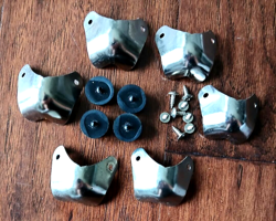 6 FENDER 10G SMALL AMPLIFIER CHROME METAL CORNER PIECES & FEET