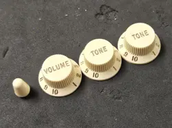 FENDER AGED WHITE STRAT VOLUME & TONE KNOBS SET FOR STRATOCASTER ELECTRIC GUITAR