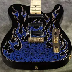 FENDER JAMES BURTON TELECASTER BLUE PAISLEY FLAMES       S N US21014227