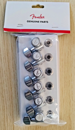 GENUINE FENDER CHROME LOCKING TUNERS 6-INLINE 2-PIN 0990818100